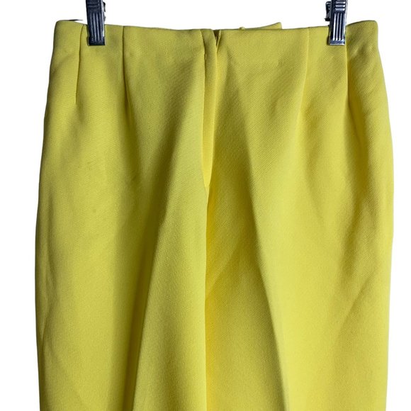 Vintage 60s 2 Piece Stretch Knit Pant Set S Yellow High Neck Pockets Zipper - Picture 10 of 13